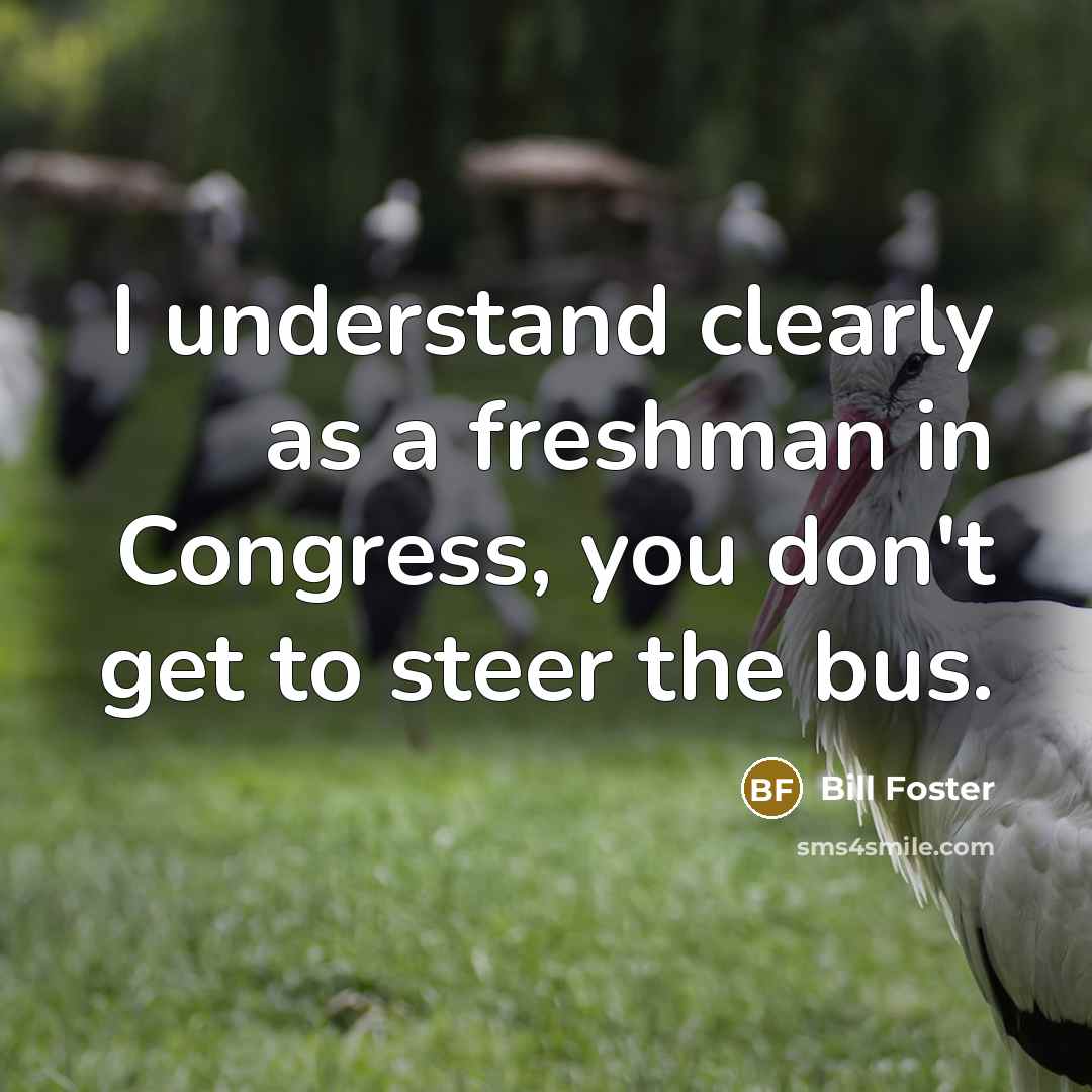 “I understand clearly as a freshman in Congress, you don't…” quote by Bill Foster