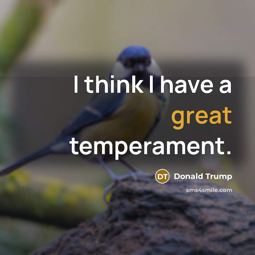 “I think I have a great temperament.…” quote by Donald Trump