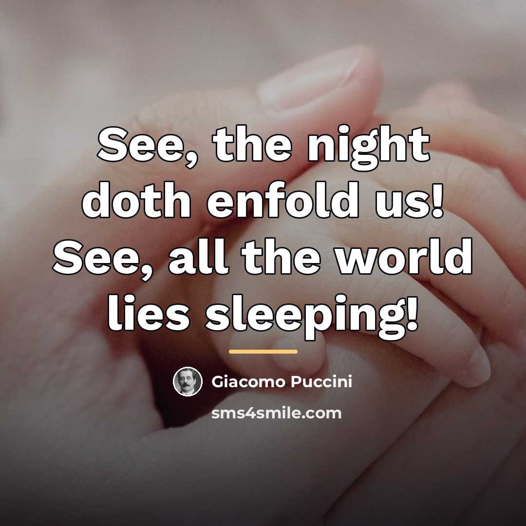 “See, the night doth enfold us! See, all the world…” quote by Giacomo Puccini