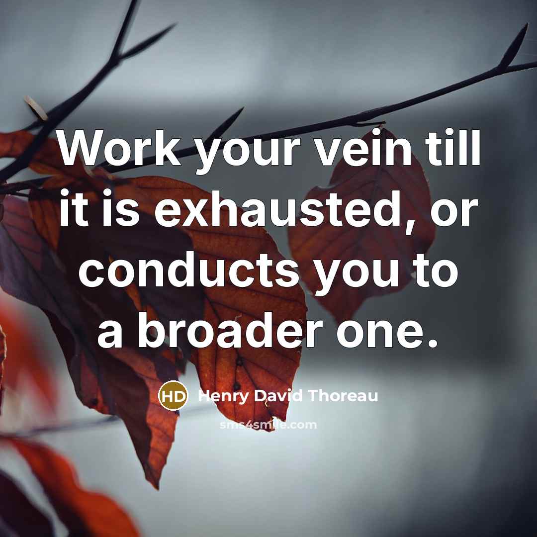 “Work your vein till it is exhausted, or conducts you…” quote by Henry David Thoreau