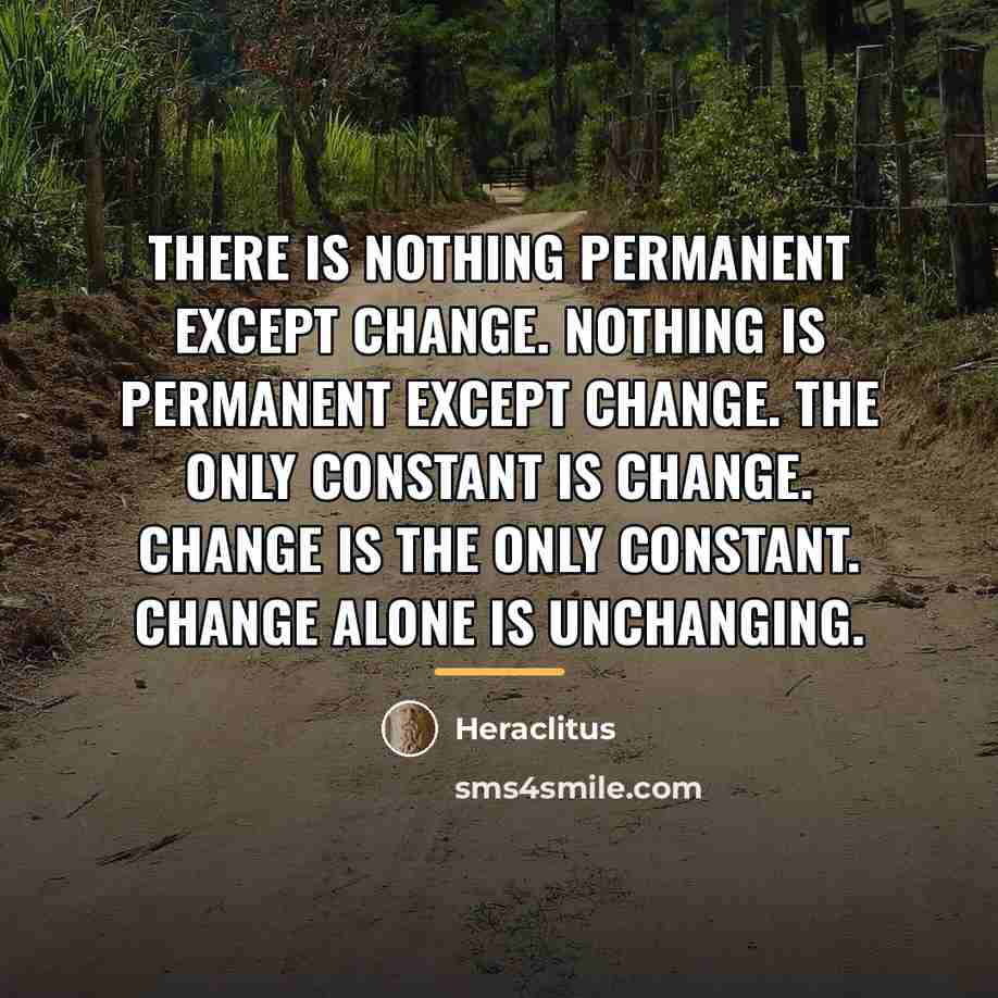 “There is nothing permanent except change. Nothing is permanent except…” quote by Heraclitus