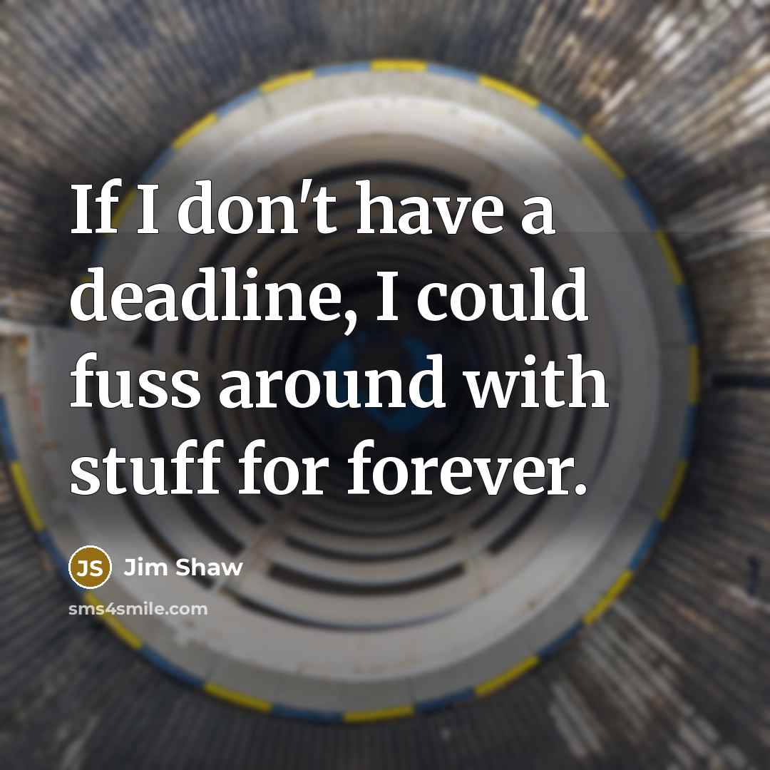 “If I don't have a deadline, I could fuss around…” quote by Jim Shaw