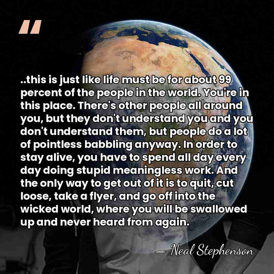 ..this is just like life must be for about 99 percent of&hellip; - Neal Stephenson
