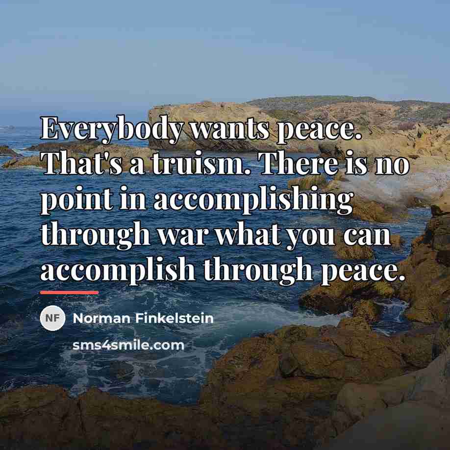 “Everybody wants peace. That's a truism. There is no point…” quote by Norman Finkelstein