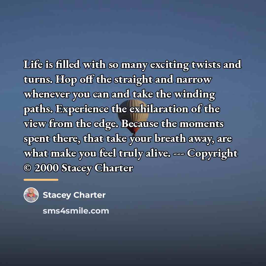 “Life is filled with so many exciting twists and turns.…” quote by Stacey Charter