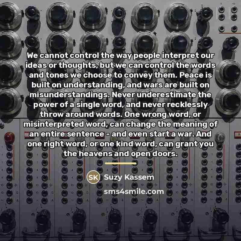 “We cannot control the way people interpret our ideas or…” quote by Suzy Kassem