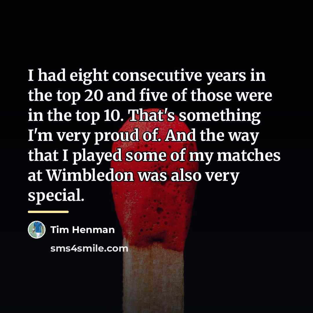 “I had eight consecutive years in the top 20 and…” quote by Tim Henman