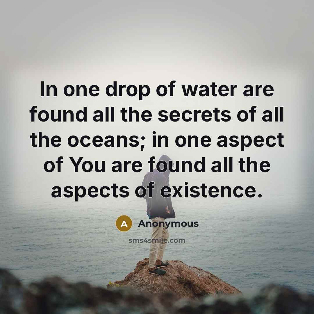 “In one drop of water are found all the secrets…” quote by Anonymous