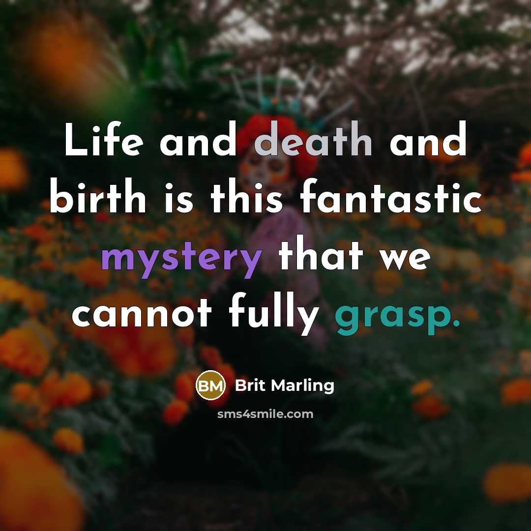“Life and death and birth is this fantastic mystery that…” quote by Brit Marling