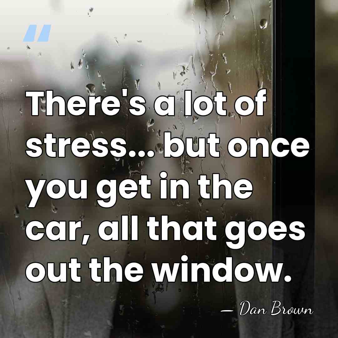 There's a lot of stress... but once you get in the car,&hellip; - Dan Brown