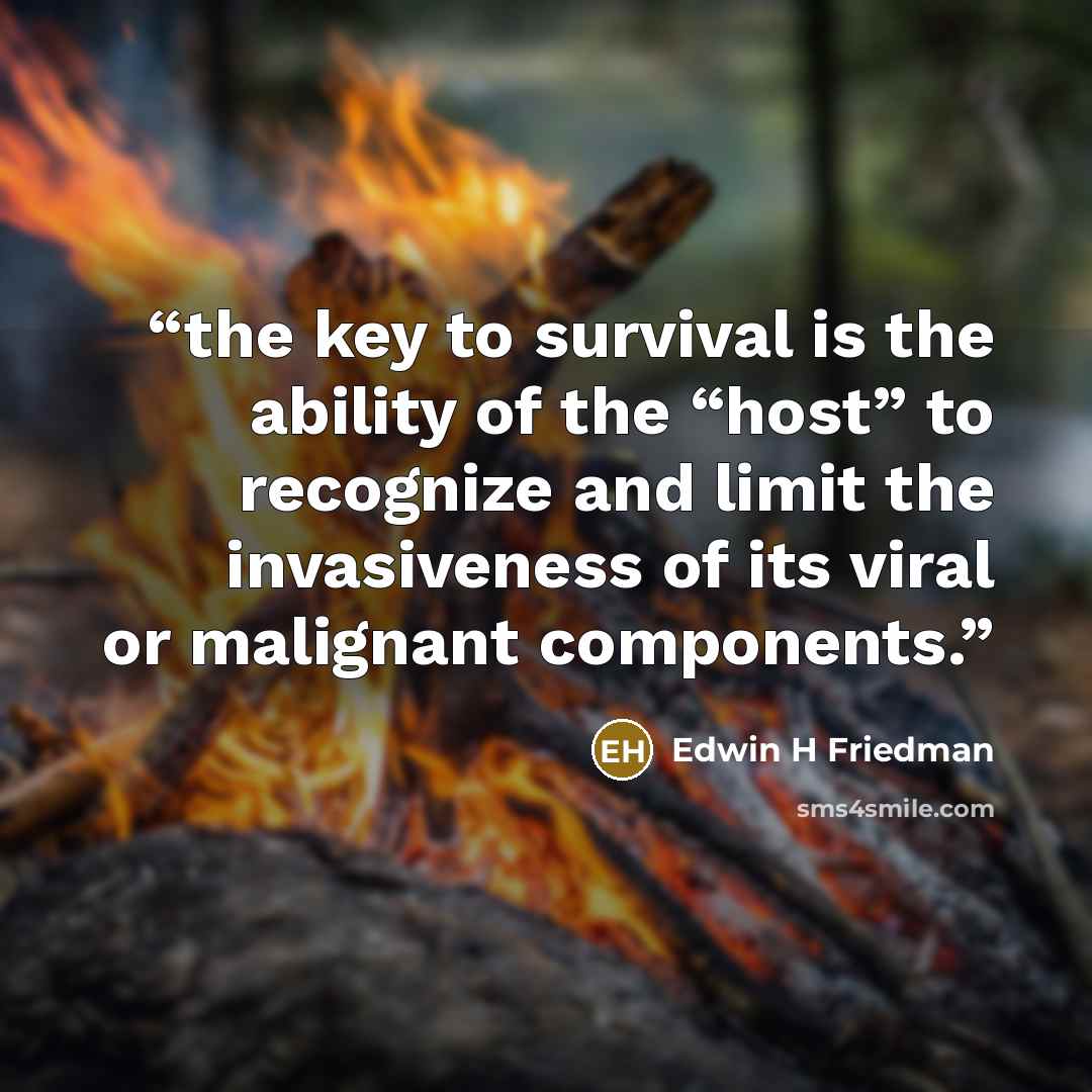 “the key to survival is the ability of the “host” to recognize and limit the invasiveness of its viral or malignant components.” quote by Edwin H Friedman