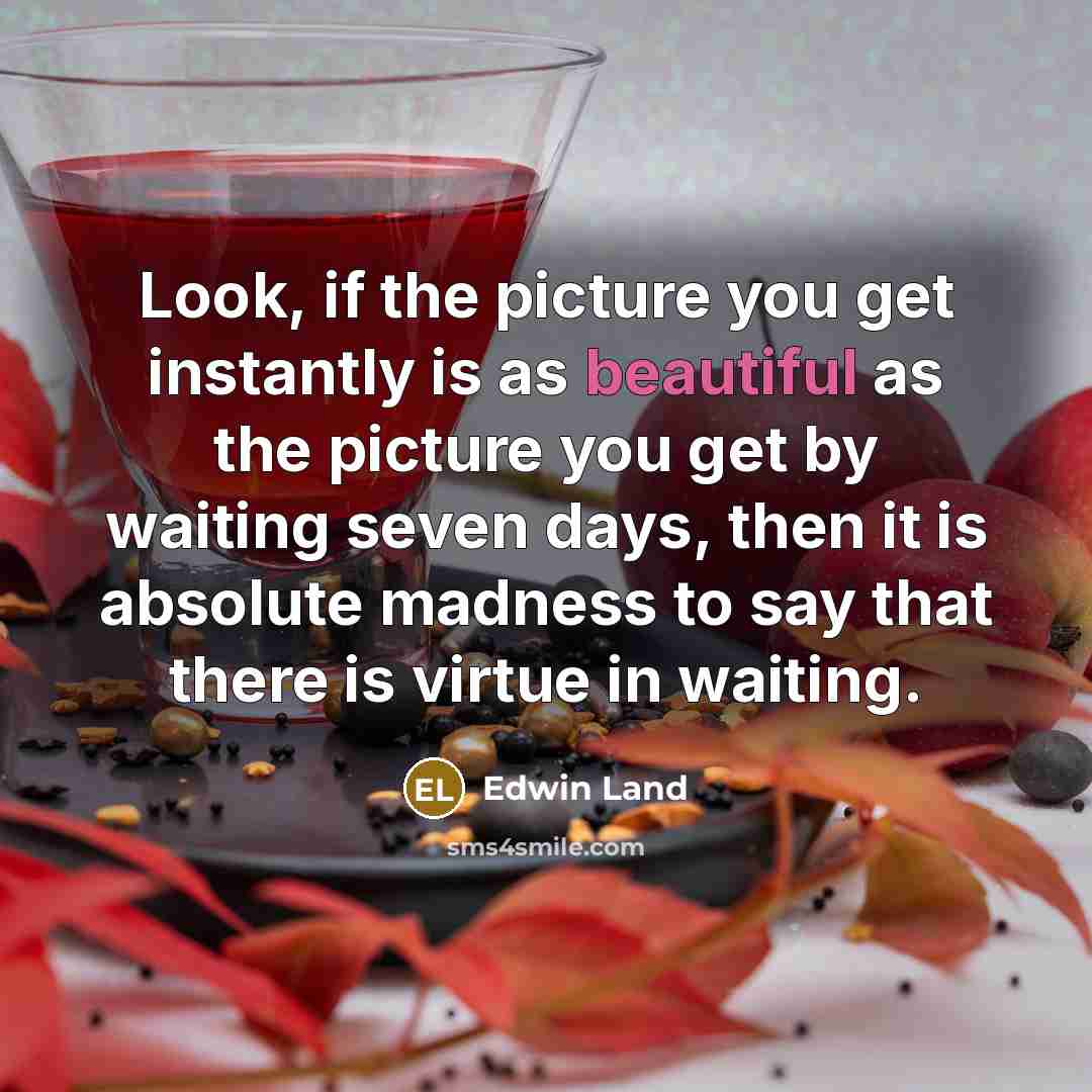 “Look, if the picture you get instantly is as beautiful…” quote by Edwin Land