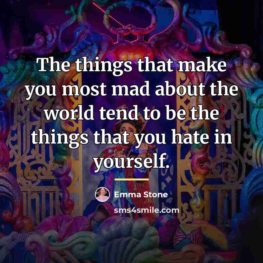 “The things that make you most mad about the world…” quote by Emma Stone