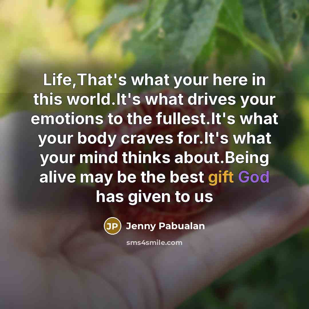 “Life,That's what your here in this world.It's what drives your…” quote by Jenny Pabualan