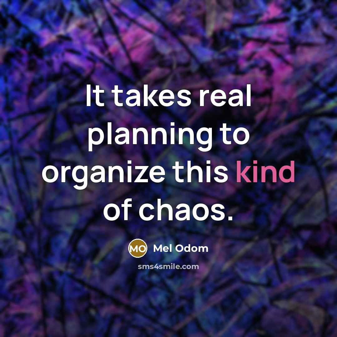 “It takes real planning to organize this kind of chaos.…” quote by Mel Odom