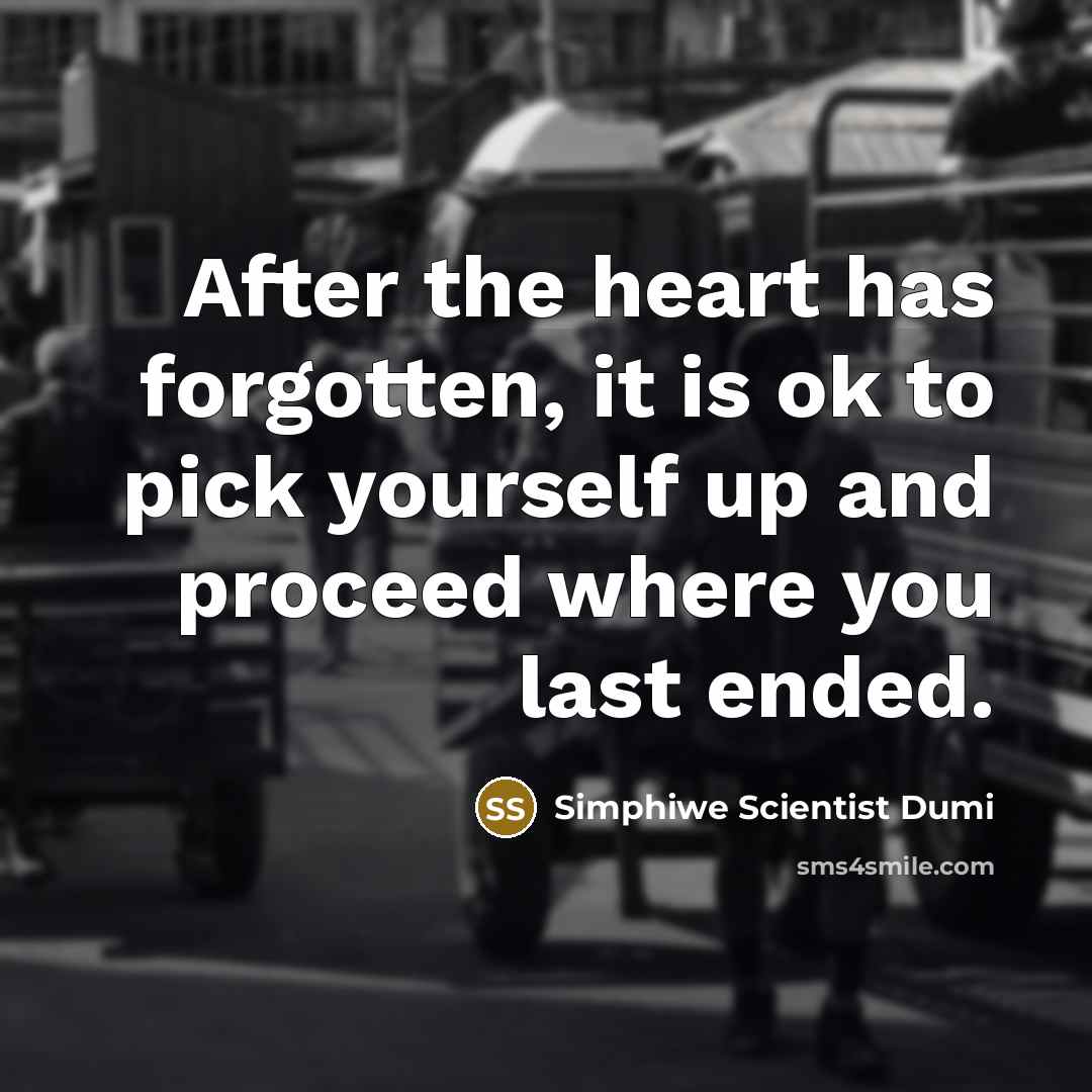 “After the heart has forgotten, it is ok to pick…” quote by Simphiwe Scientist Dumi