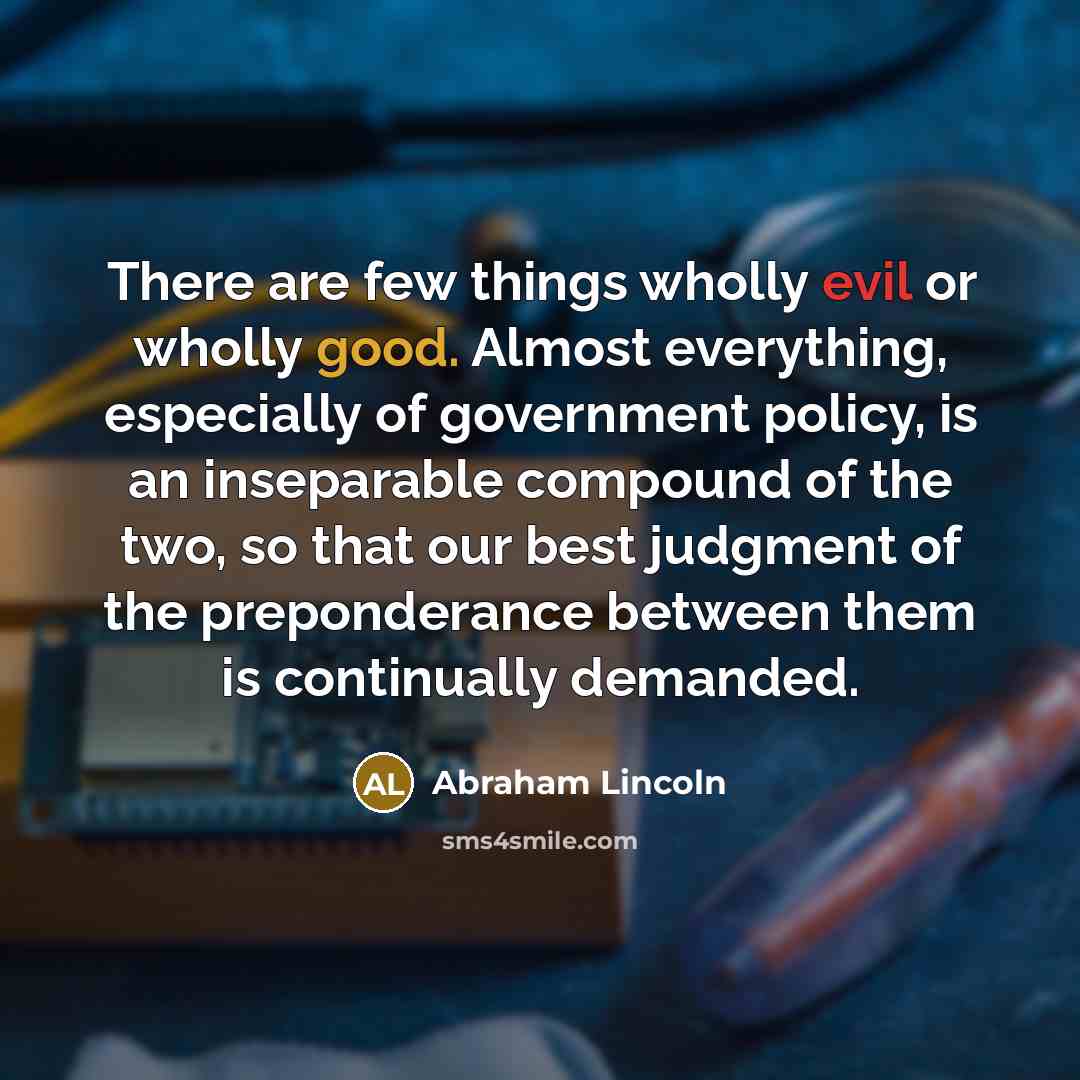 “There are few things wholly evil or wholly good. Almost…” quote by Abraham Lincoln