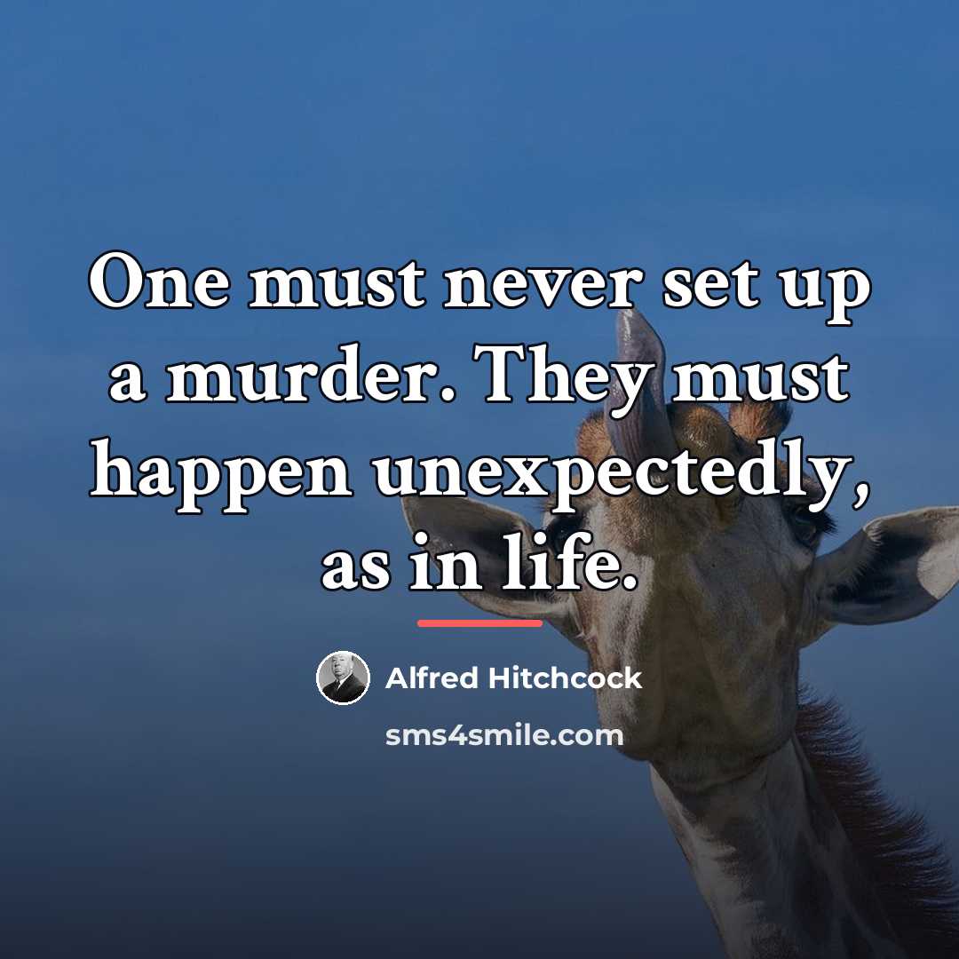 “One must never set up a murder. They must happen…” quote by Alfred Hitchcock