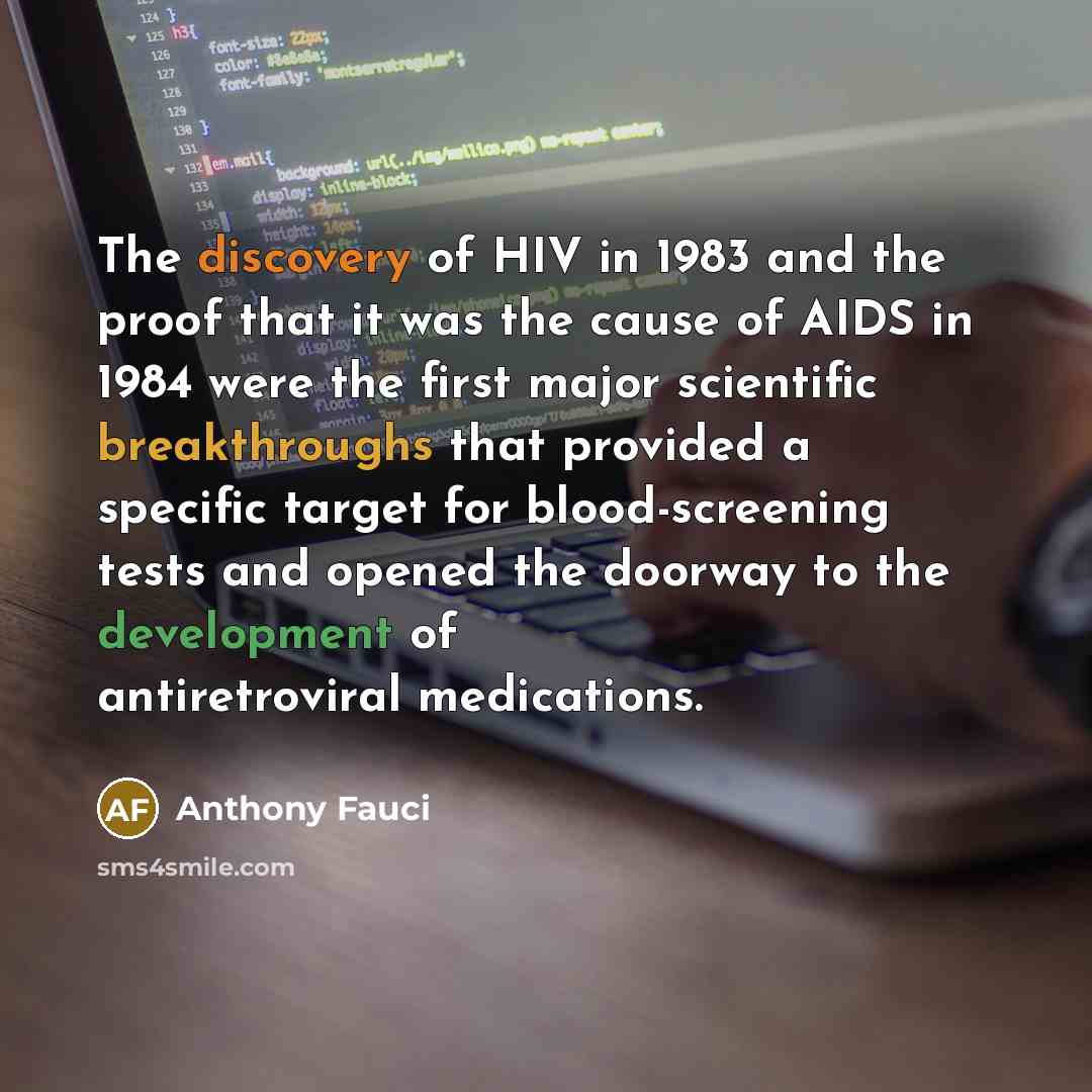 “The discovery of HIV in 1983 and the proof that…” quote by Anthony Fauci