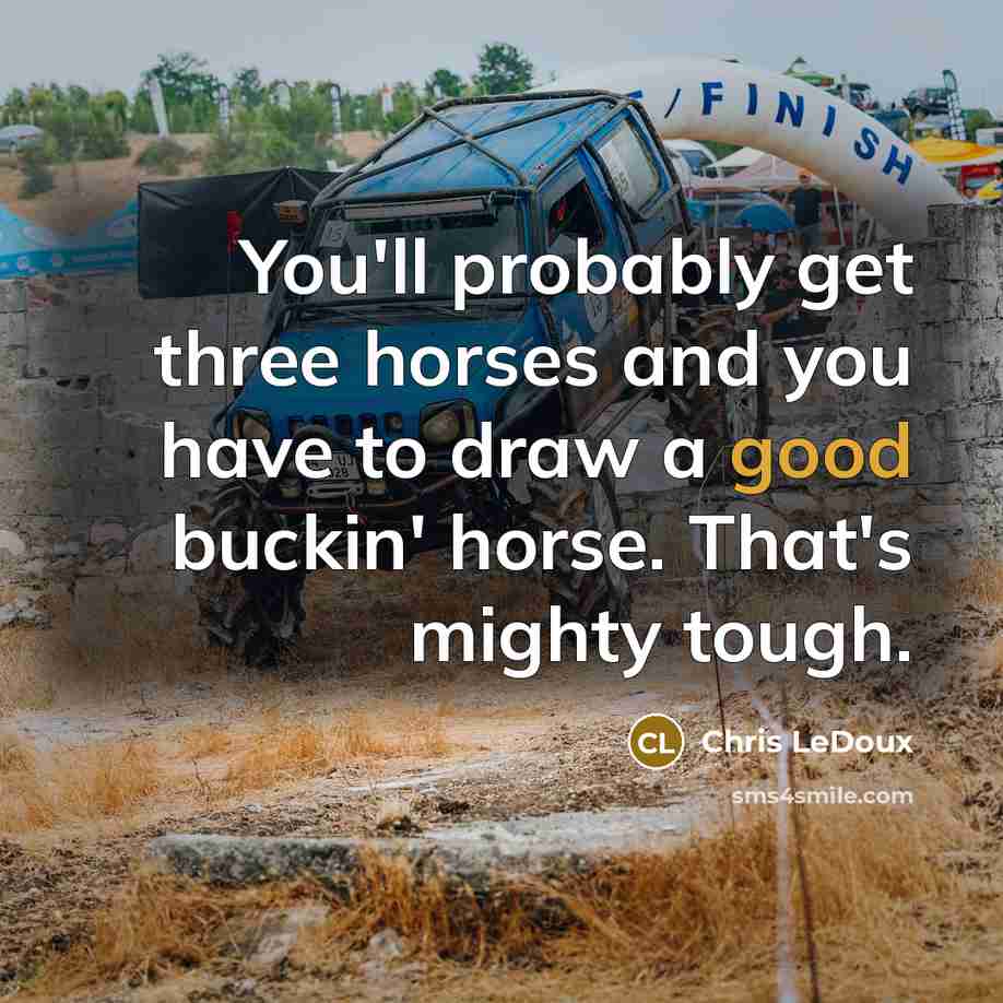 “You'll probably get three horses and you have to draw…” quote by Chris LeDoux