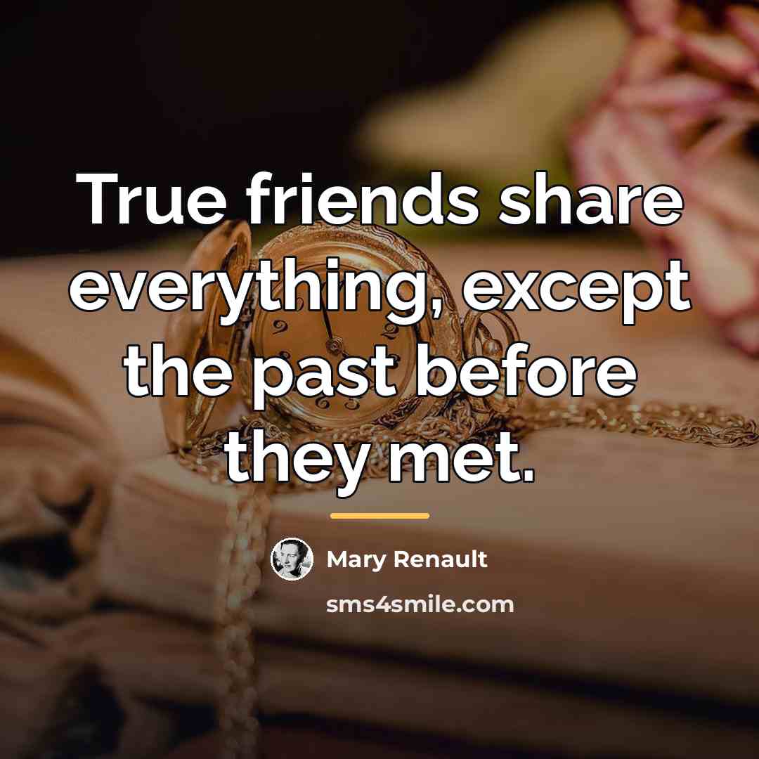 “True friends share everything, except the past before they met.…” quote by Mary Renault