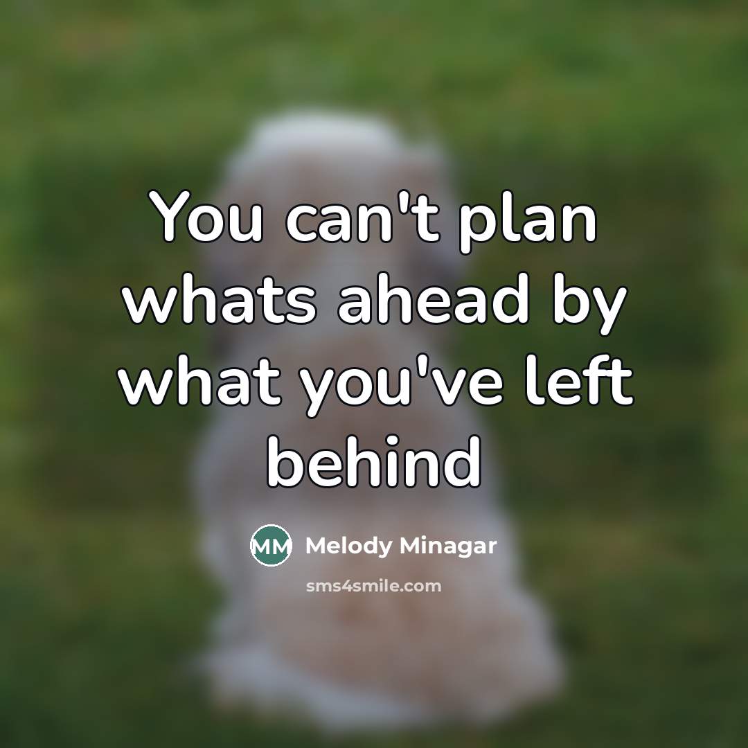 “You can't plan whats ahead by what you've left behind…” quote by Melody Minagar