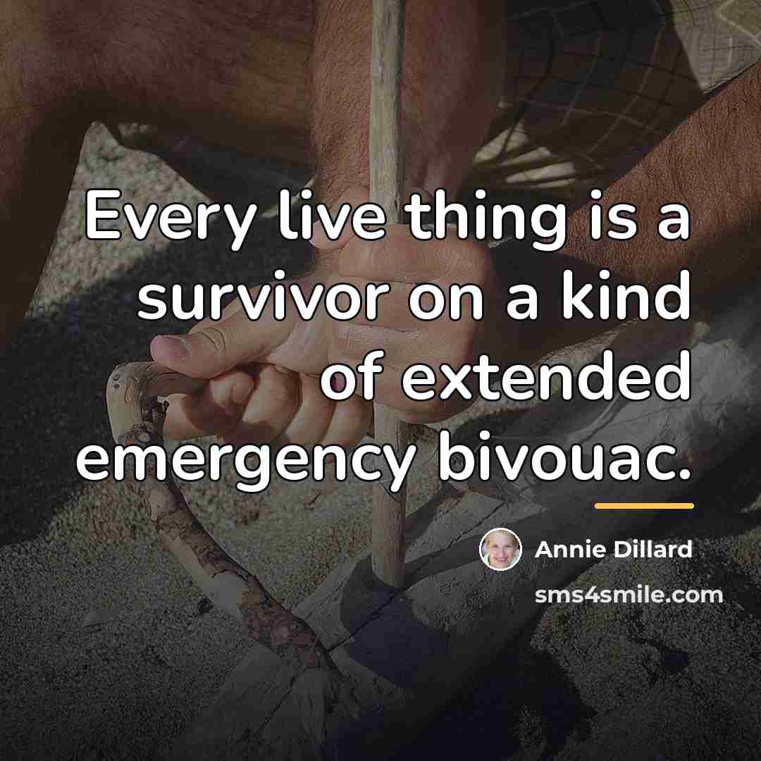 “Every live thing is a survivor on a kind of…” quote by Annie Dillard