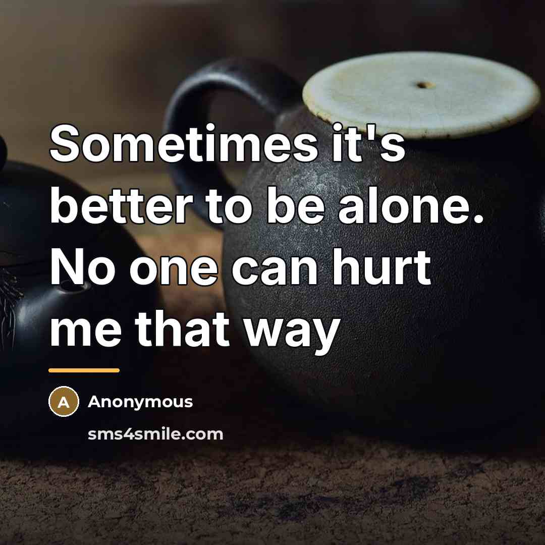 “Sometimes it's better to be alone. No one can hurt…” quote by Anonymous