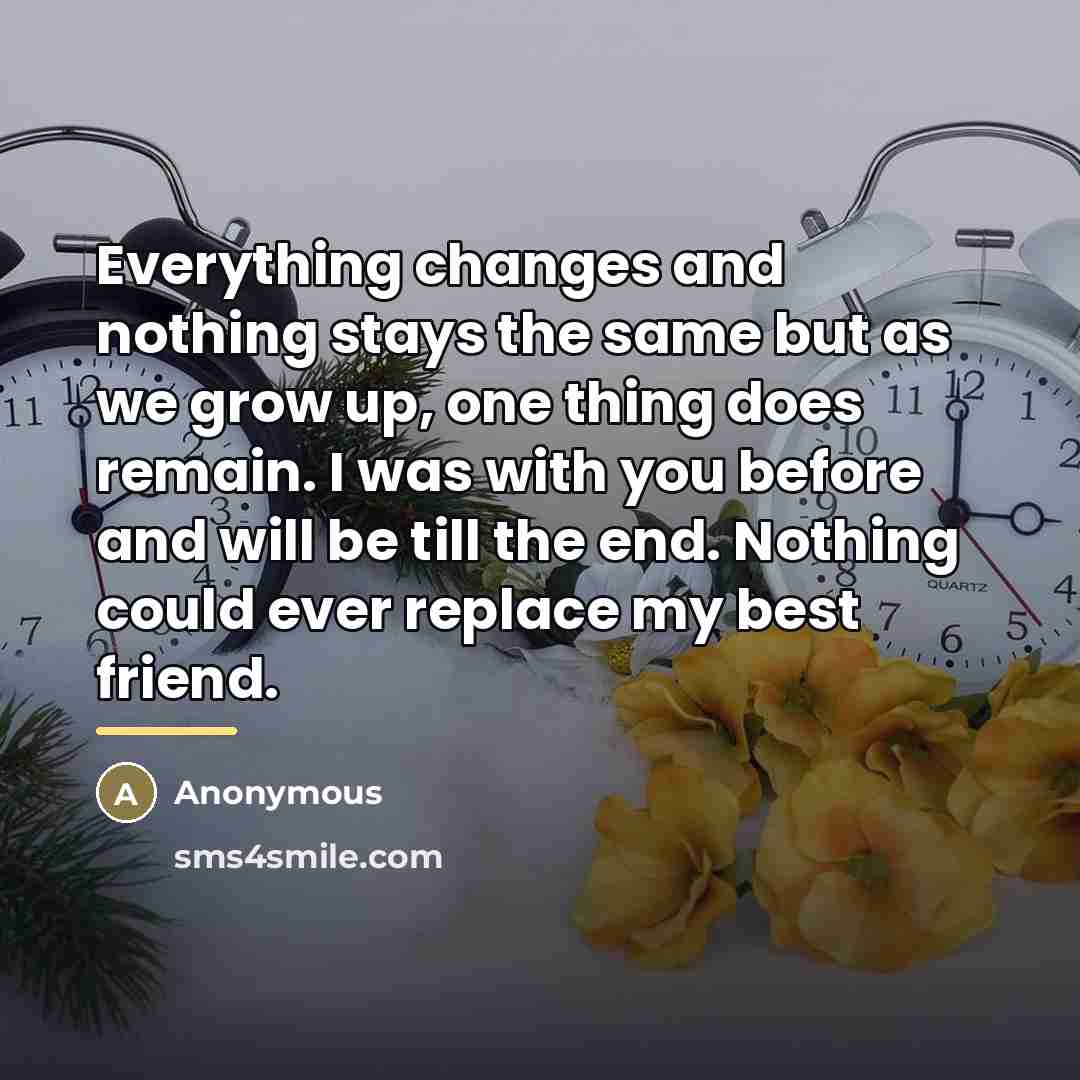 “Everything changes and nothing stays the same but as we…” quote by Anonymous