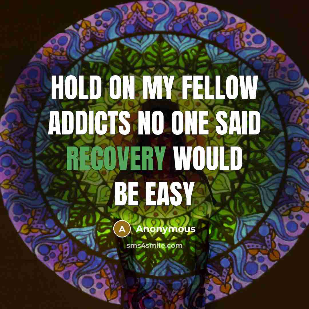 “Hold on my fellow addicts no one said recovery would be easy” quote by Anonymous