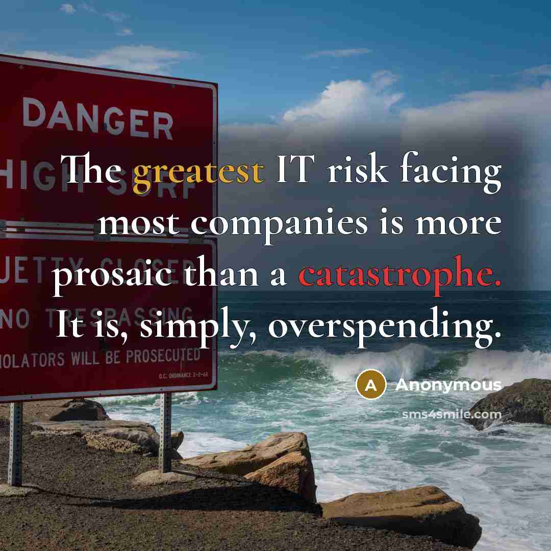 “The greatest IT risk facing most companies is more prosaic than a catastrophe. It is, simply, overspending.” quote by Anonymous