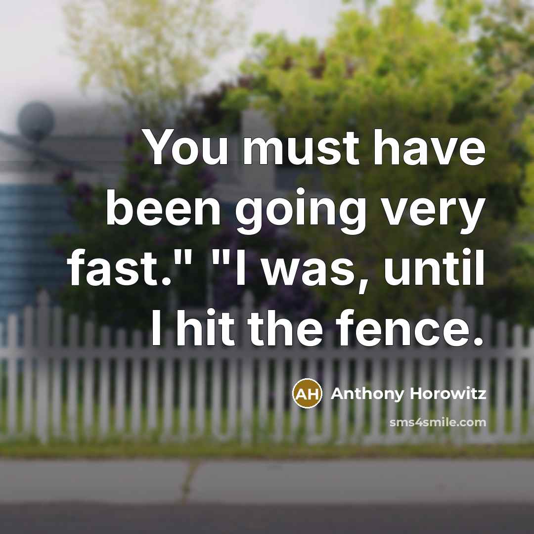 “You must have been going very fast." "I was, until…” quote by Anthony Horowitz
