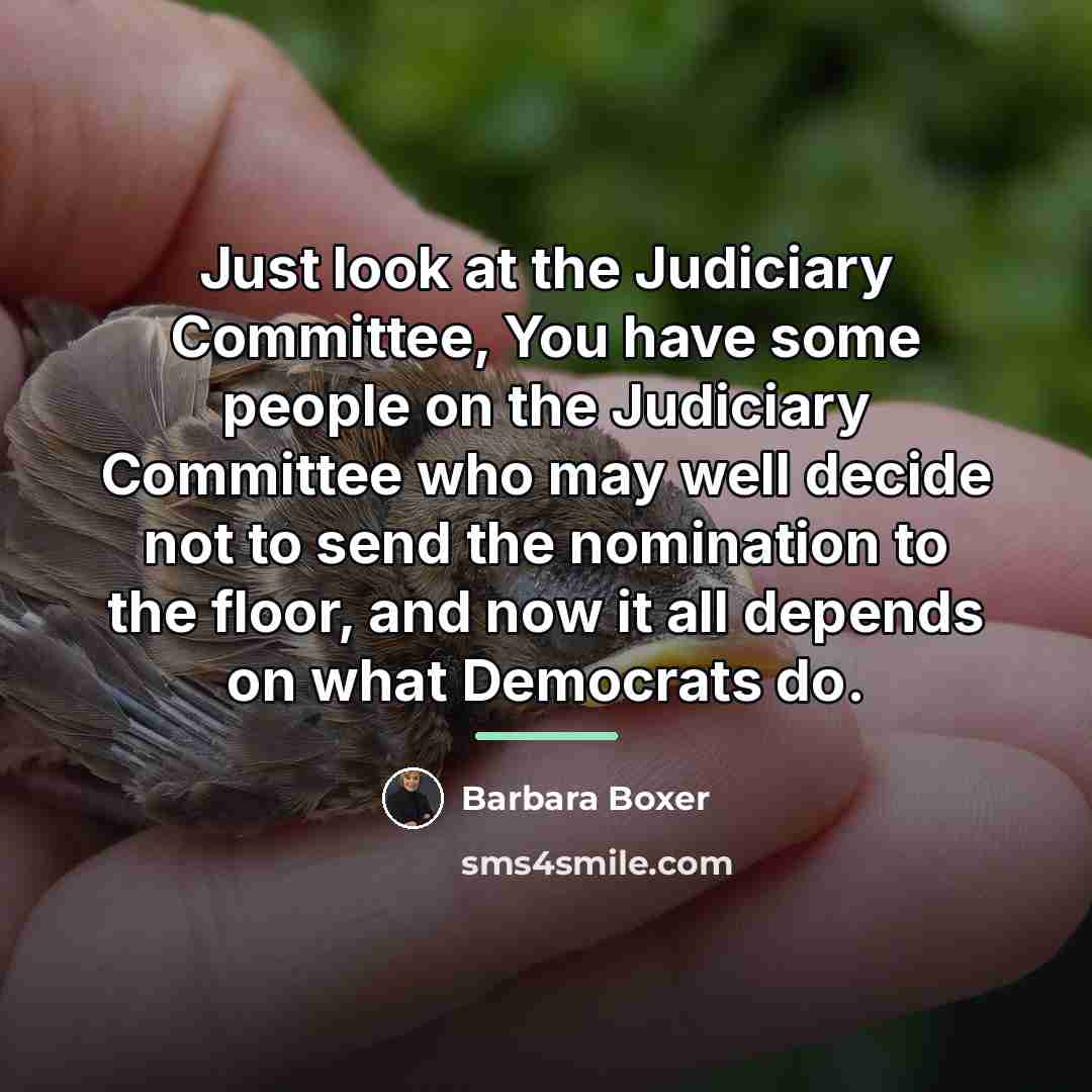 “Just look at the Judiciary Committee, You have some people…” quote by Barbara Boxer
