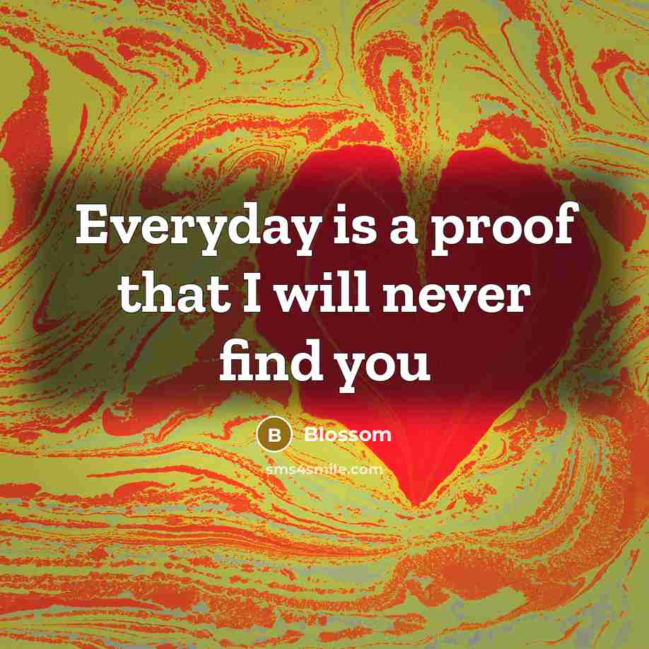 “Everyday is a proof that I will never find you…” quote by Blossom