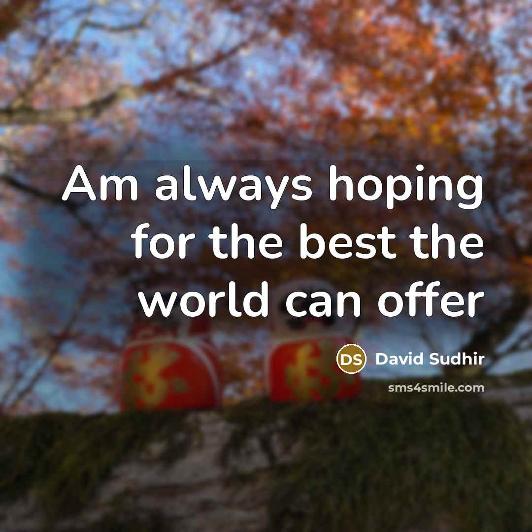 “Am always hoping for the best the world can offer” quote by David Sudhir