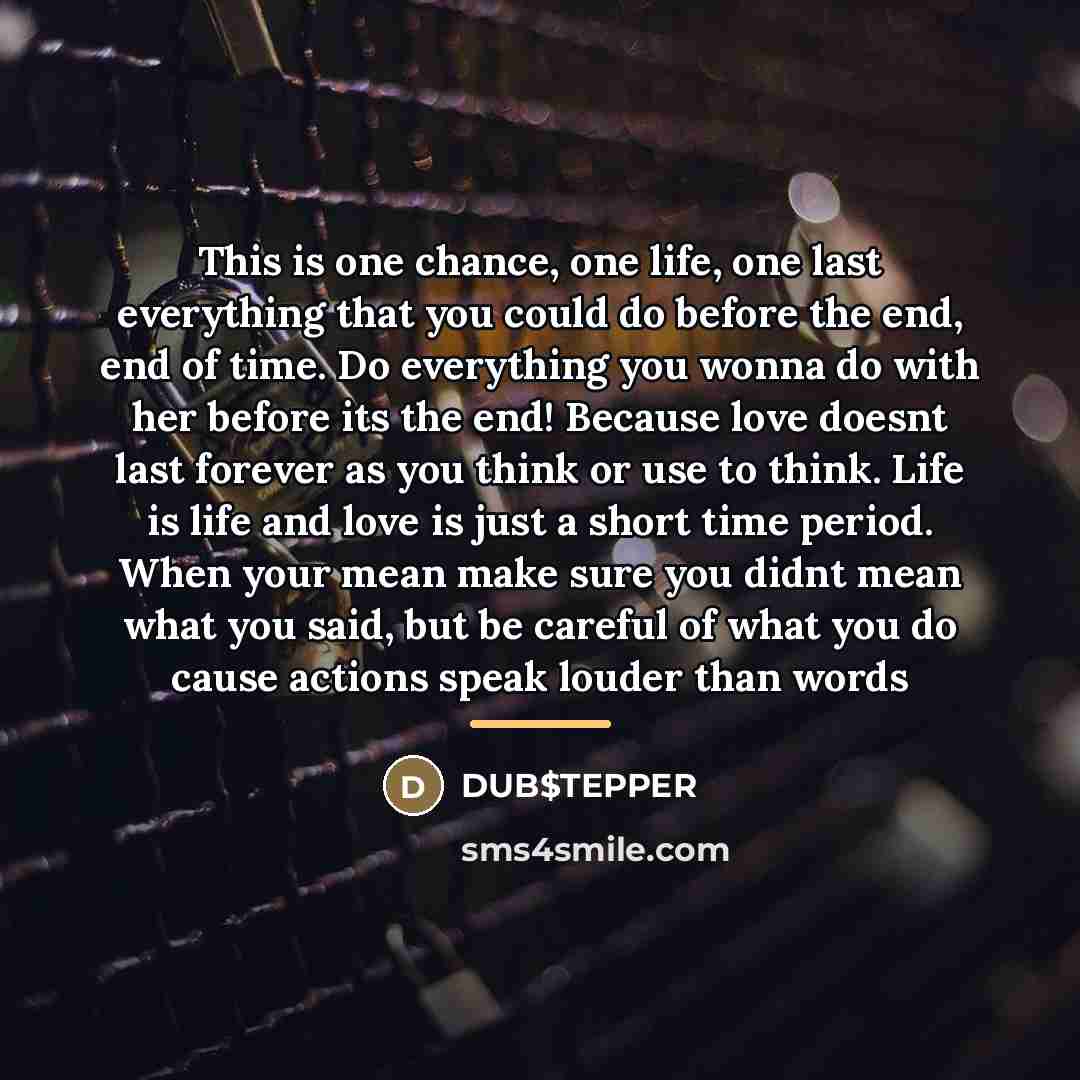 “This is one chance, one life, one last everything that…” quote by DUB$TEPPER