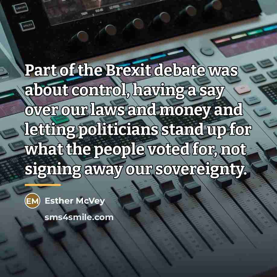 “Part of the Brexit debate was about control, having a…” quote by Esther McVey