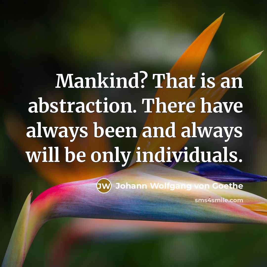 “Mankind? That is an abstraction. There have always been and…” quote by Johann Wolfgang von Goethe
