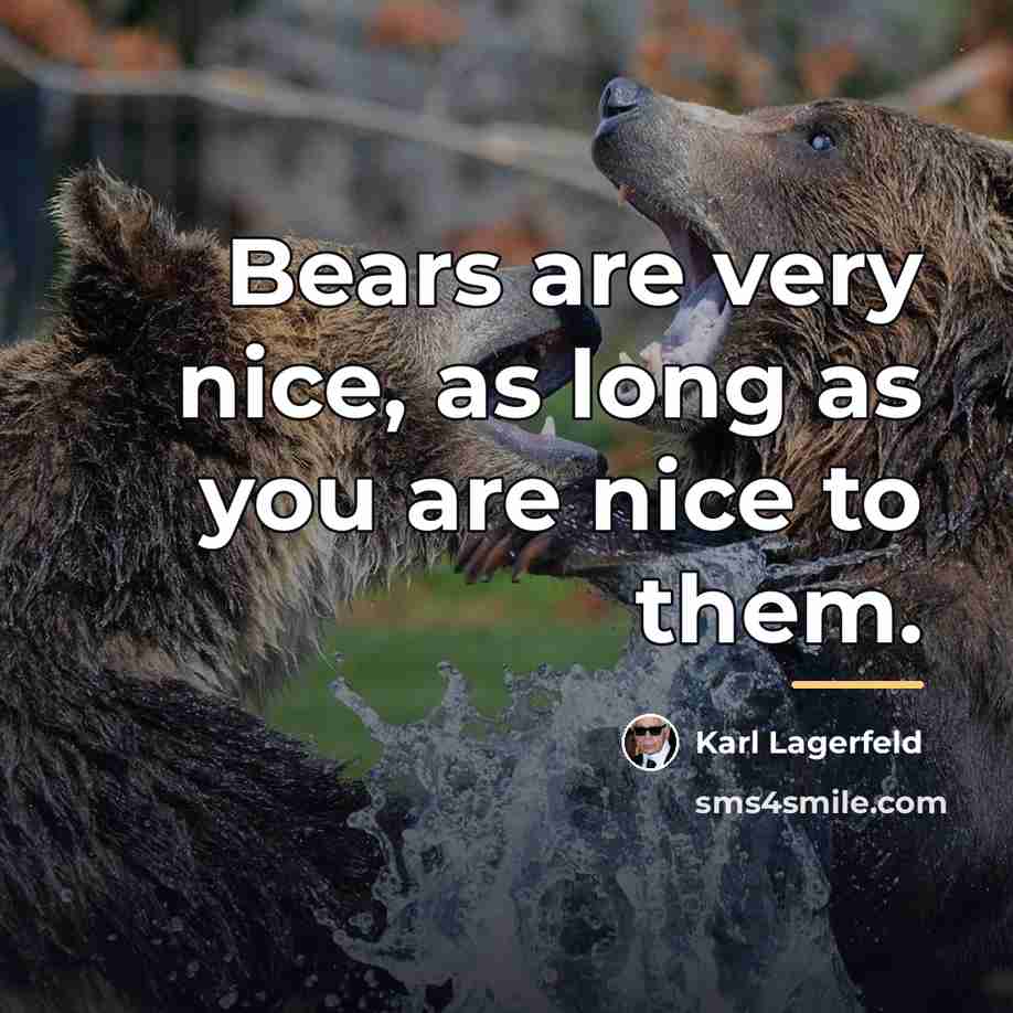 “Bears are very nice, as long as you are nice…” quote by Karl Lagerfeld