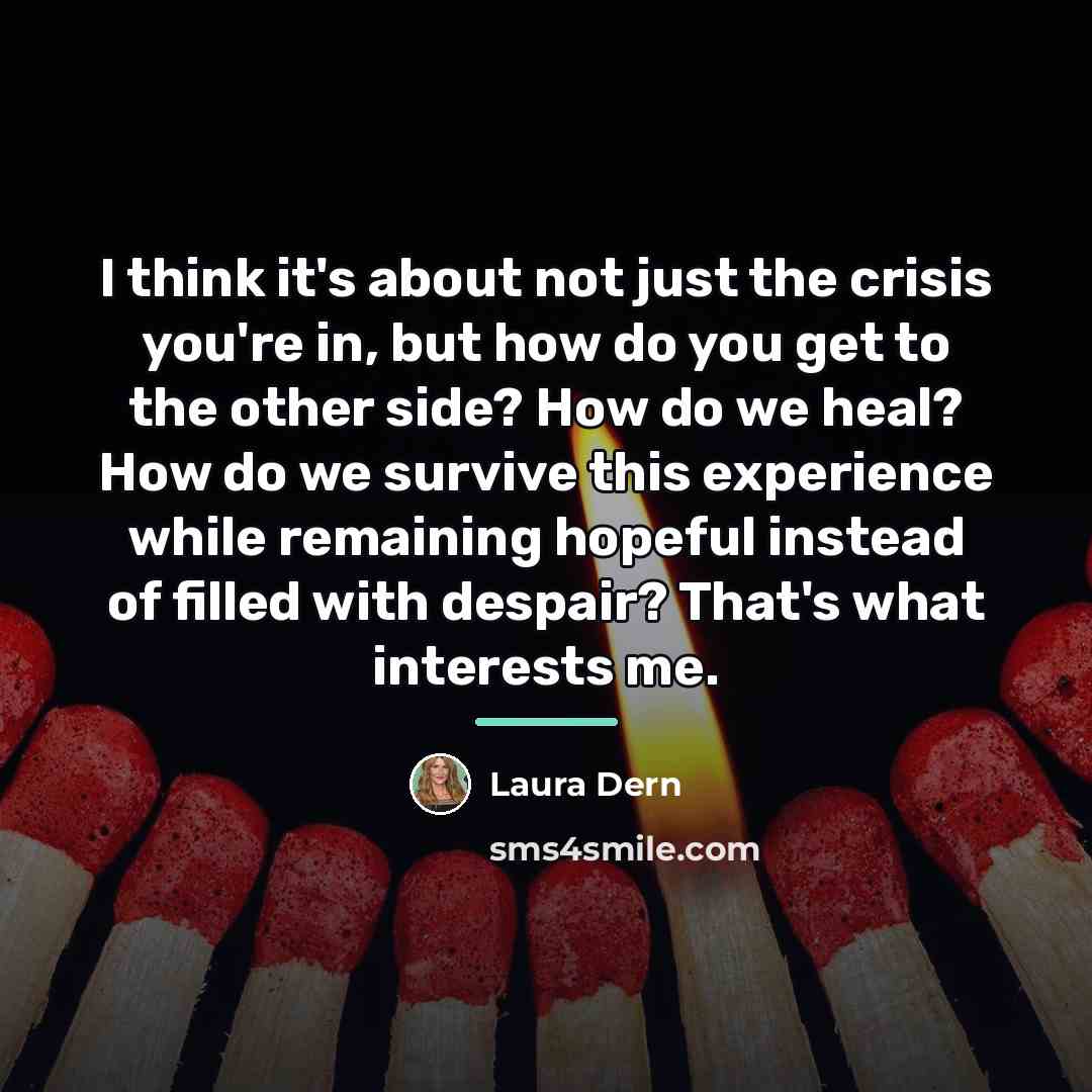 “I think it's about not just the crisis you're in,…” quote by Laura Dern