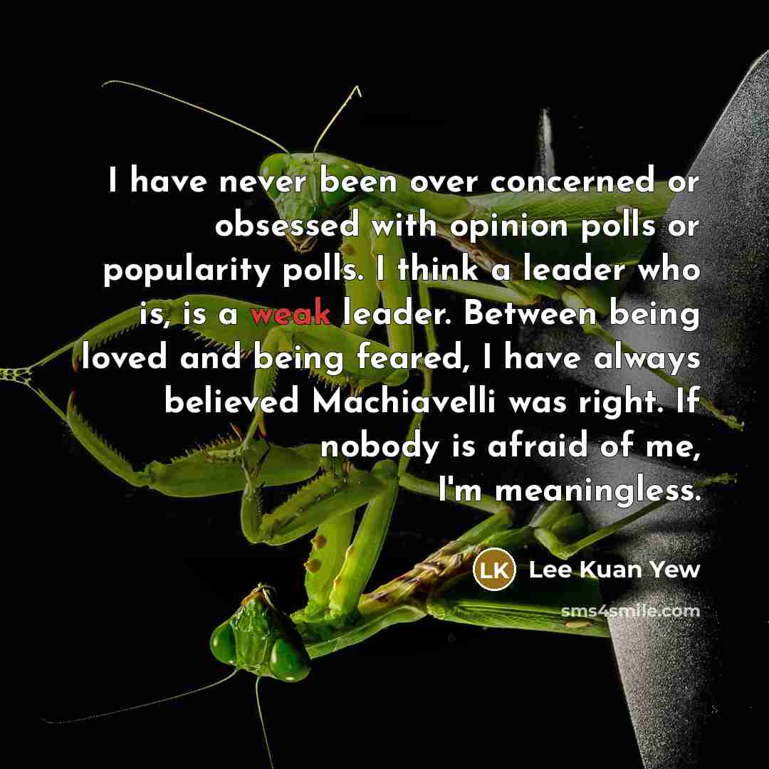“I have never been over concerned or obsessed with opinion…” quote by Lee Kuan Yew