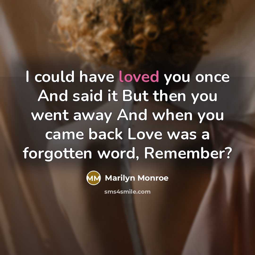 “I could have loved you once And said it But…” quote by Marilyn Monroe