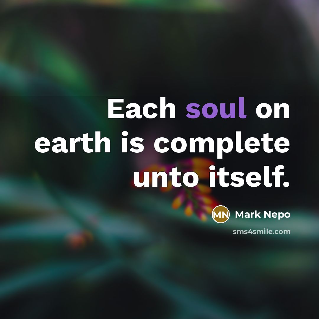 “Each soul on earth is complete unto itself.…” quote by Mark Nepo