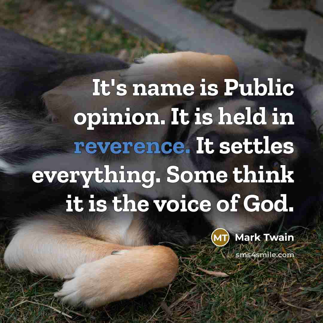 “It's name is Public opinion. It is held in reverence.…” quote by Mark Twain