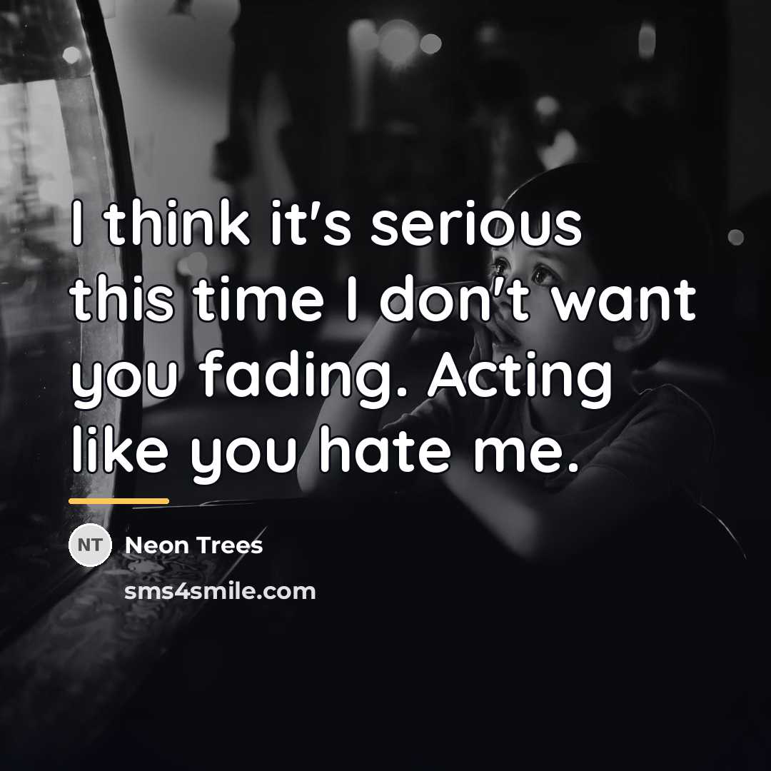 “I think it's serious this time I don't want you…” quote by Neon Trees