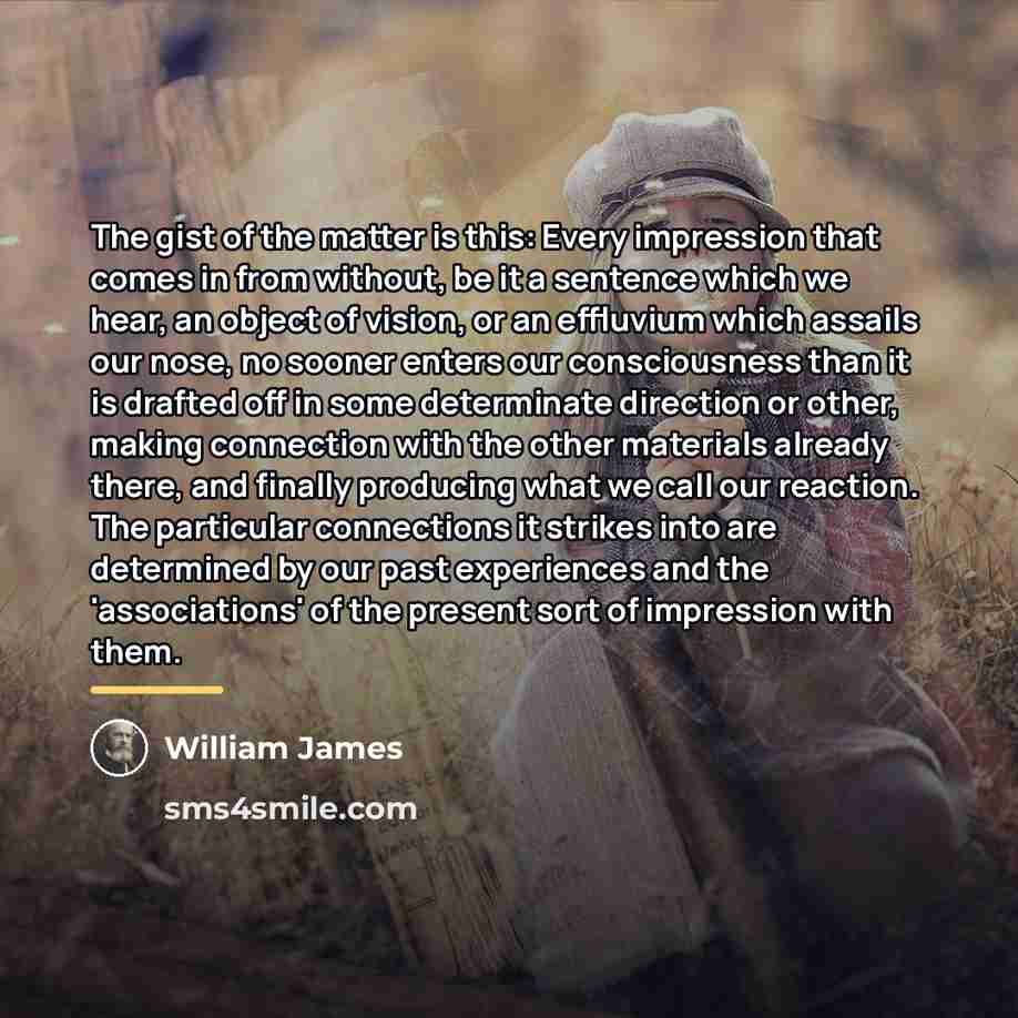 “The gist of the matter is this: Every impression that…” quote by William James