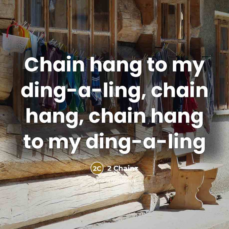 “Chain hang to my ding-a-ling, chain hang, chain hang to my ding-a-ling” quote by 2 Chainz