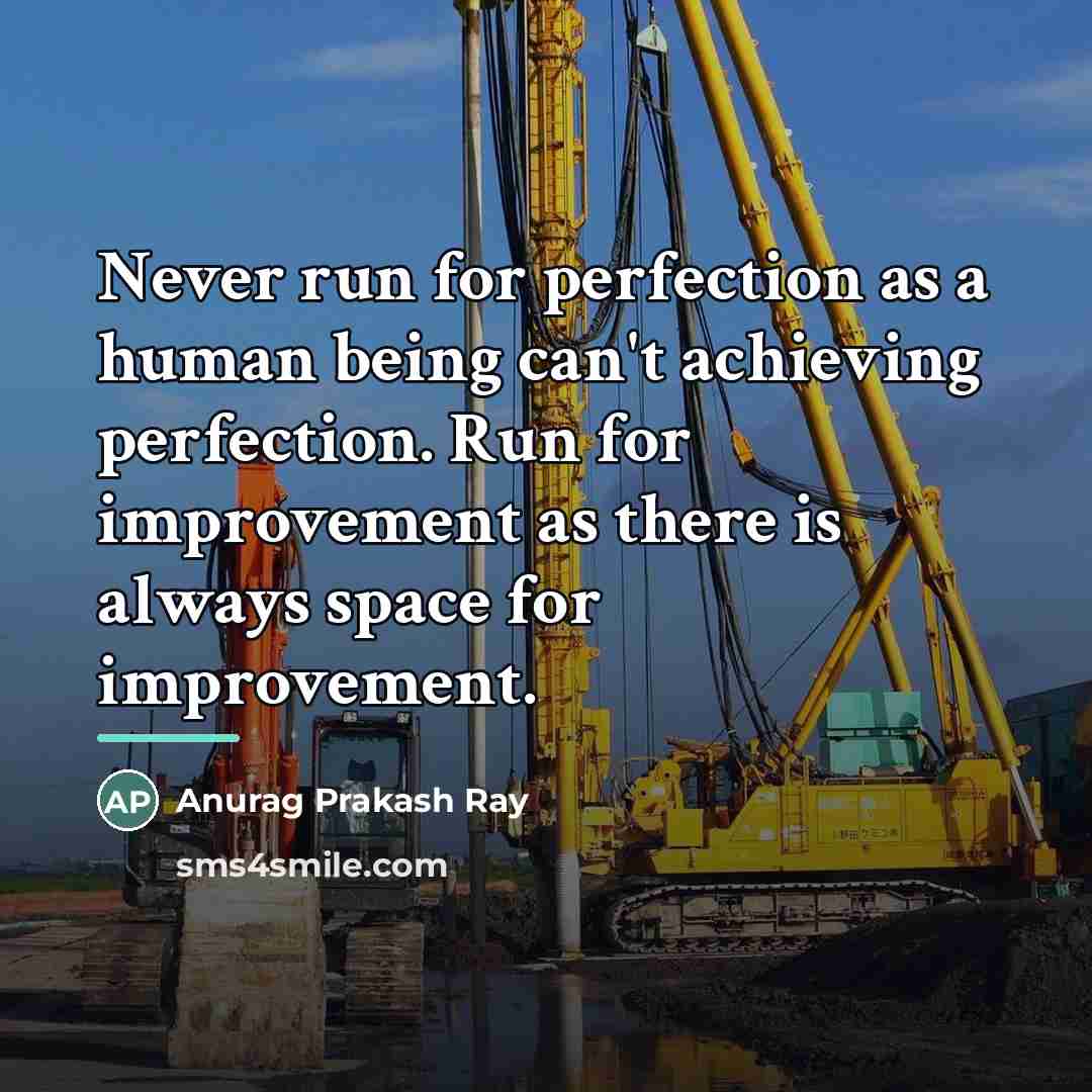 “Never run for perfection as a human being can't achieving…” quote by Anurag Prakash Ray