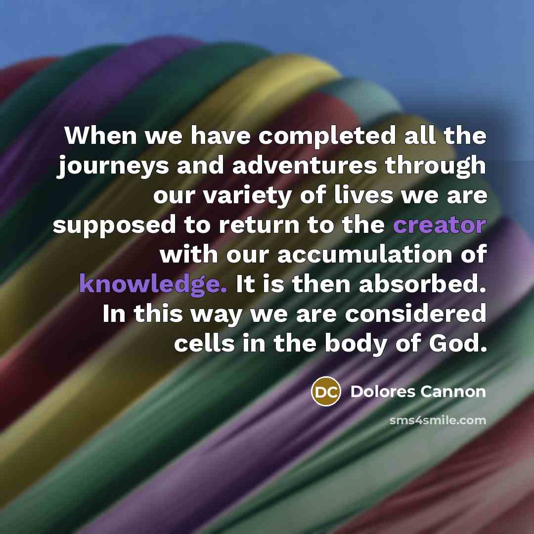 “When we have completed all the journeys and adventures through…” quote by Dolores Cannon