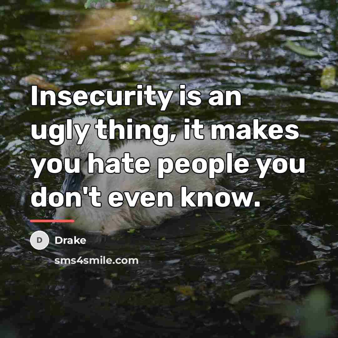 “Insecurity is an ugly thing, it makes you hate people…” quote by Drake